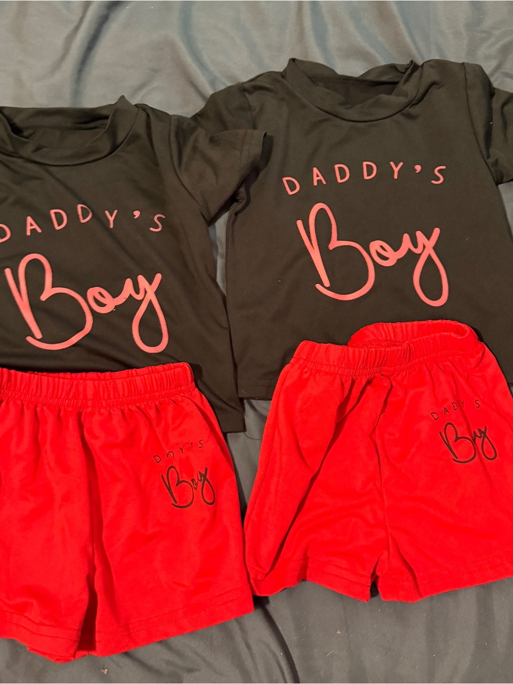 2 outfits Amazon Black & Red "Daddy's Boy" Matching Kids Set